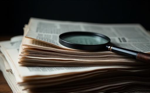 Stack of newspapers with a magnifying glass symbolizing news investigation